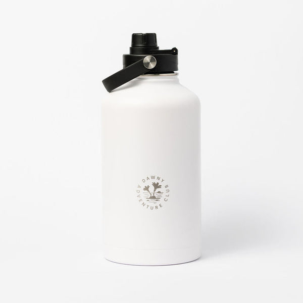 White water bottle with black cap on a white background